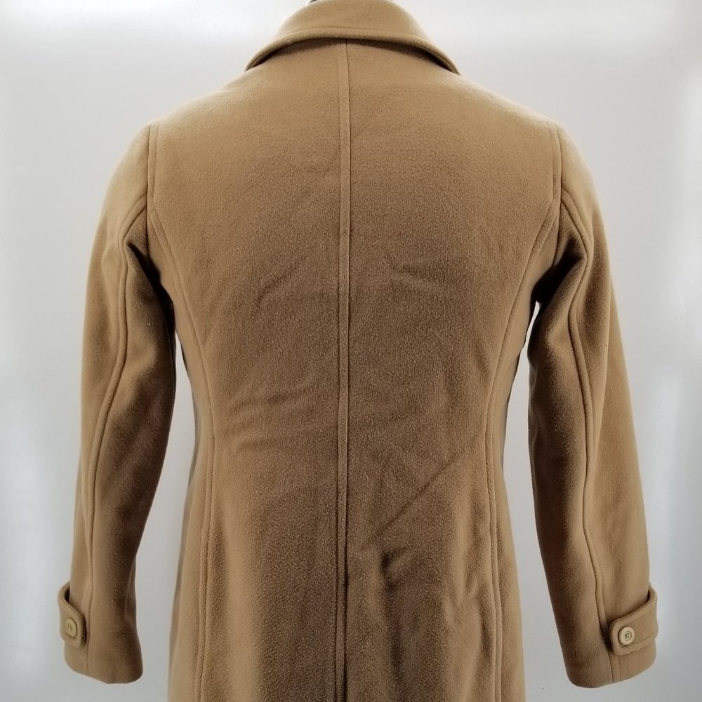 LL Bean Coat Womens  Brown 100% Lambswool Long Button Up Jacket Heavyweight 12 - Picture 9 of 13
